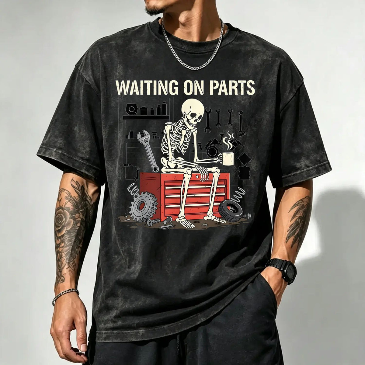 Humorous Skeleton Auto Mechanic T Shirt