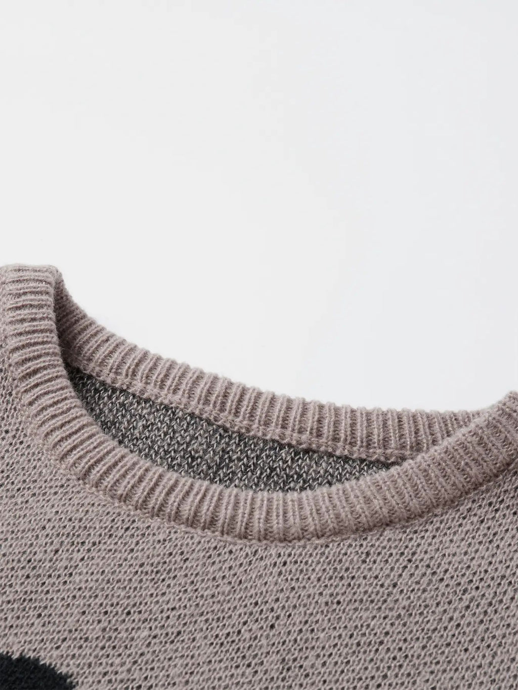 Cartoon Cat Print Crew Neck Knit Pullover
