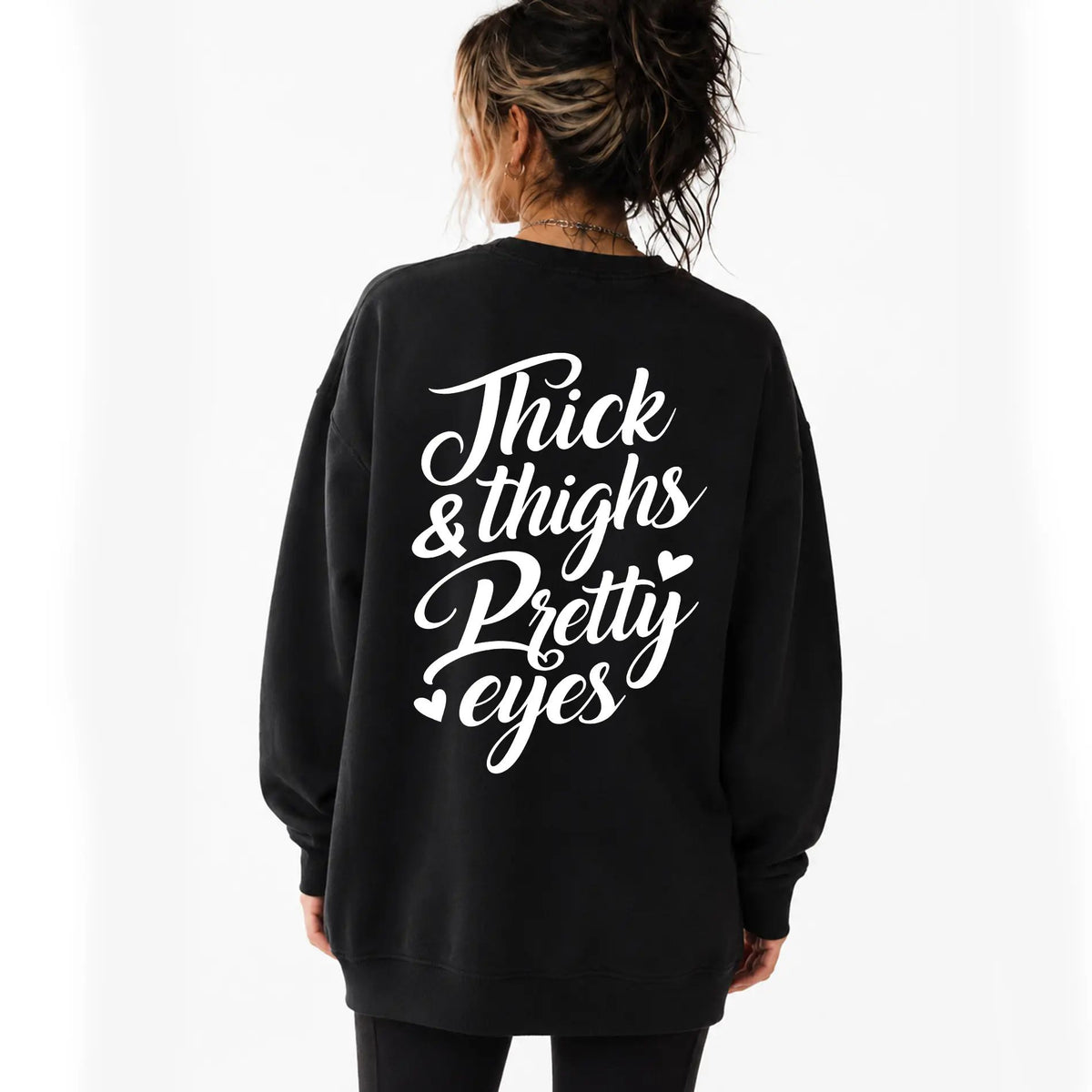 Thick Thighs Pretty Eyes Gym TShirt, Funny Girl Illustration Hoodie