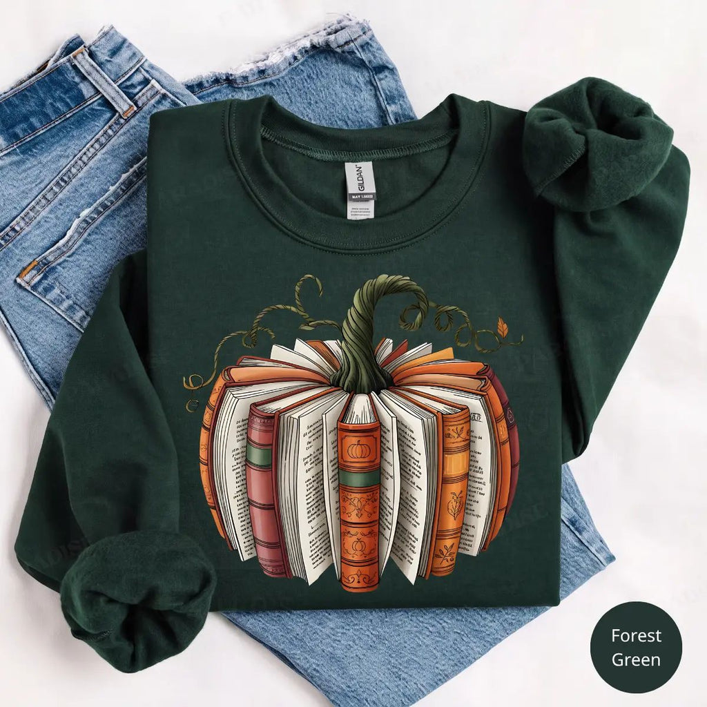 Fall Book Pumpkin Sweatshirt or T-Shirt, Halloween Book Lover Graphic