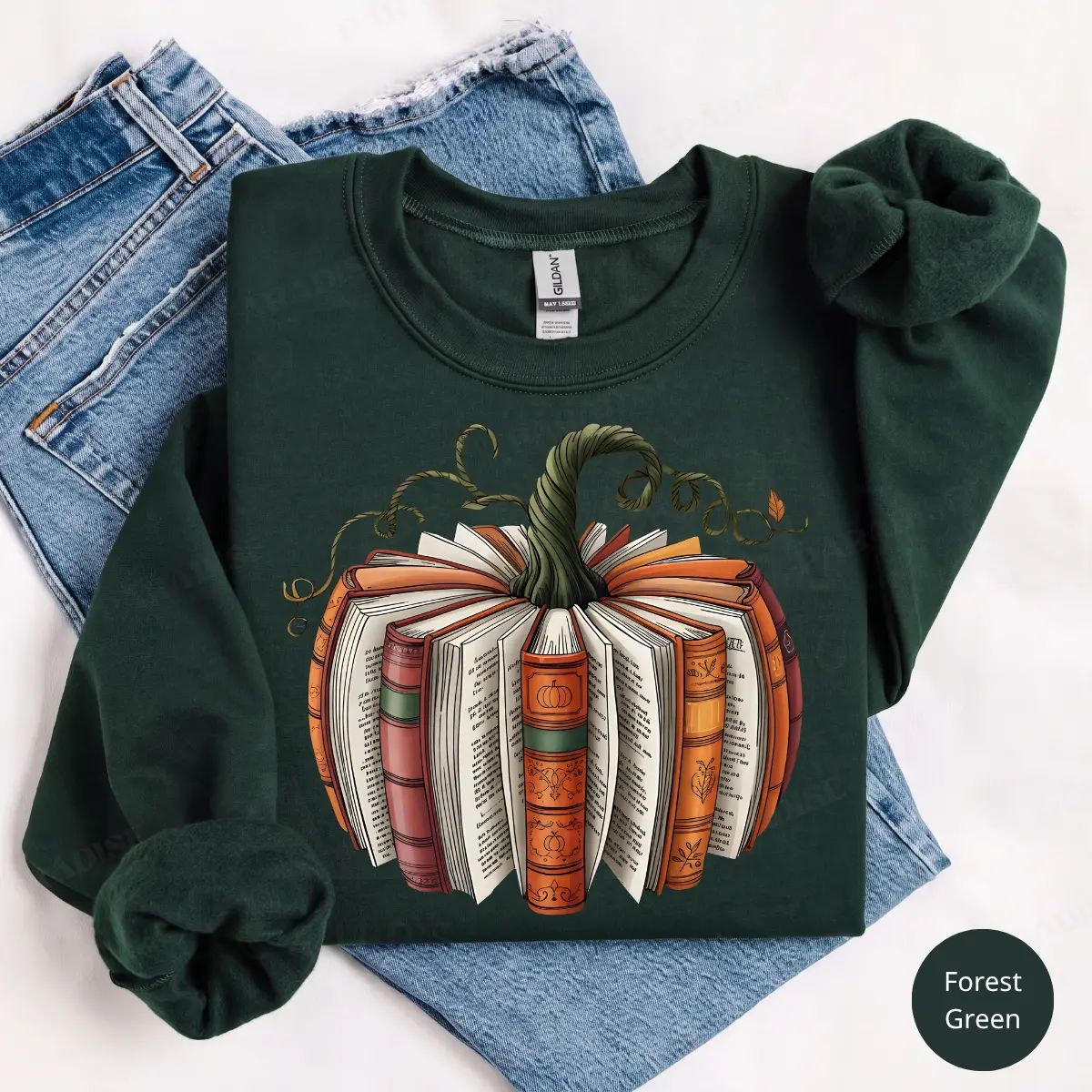 Fall Book Pumpkin Sweatshirt or T-Shirt, Halloween Book Lover Graphic