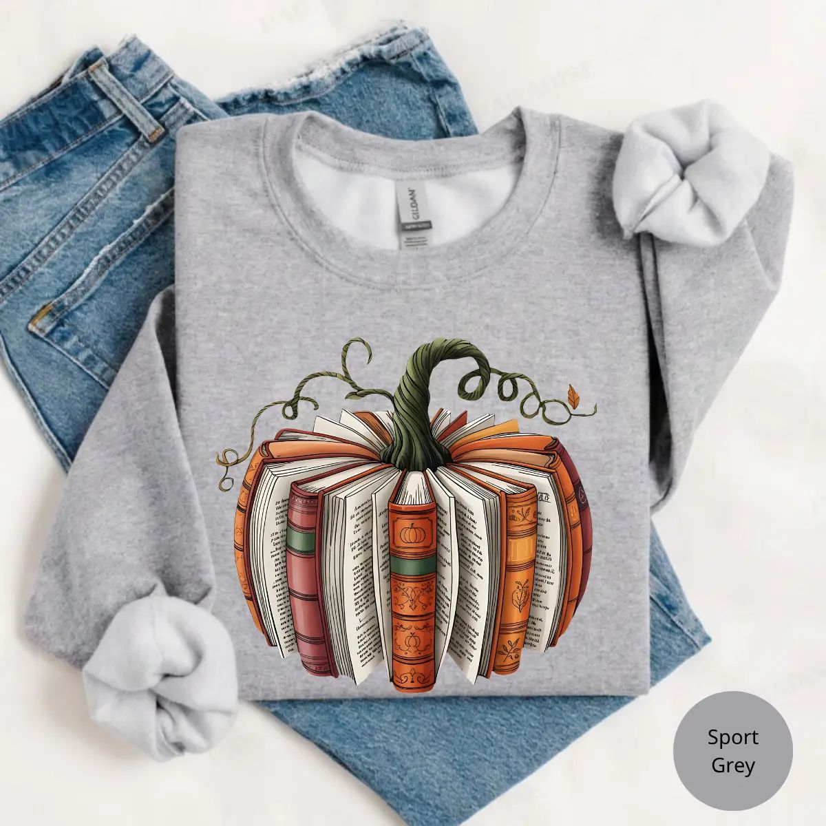 Fall Book Pumpkin Sweatshirt or T-Shirt, Halloween Book Lover Graphic