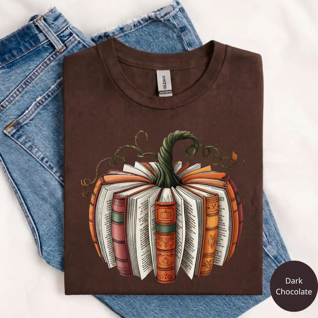 Fall Book Pumpkin Sweatshirt or T-Shirt, Halloween Book Lover Graphic