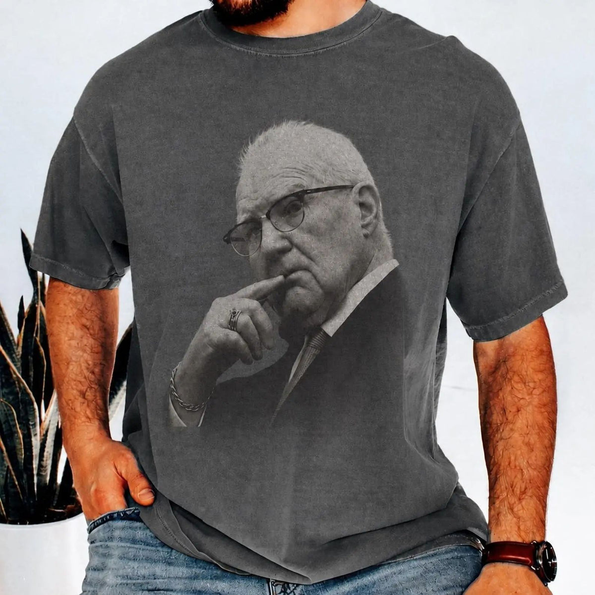 Kevin Reddington Black and White Portrait T-Shirt Vintage Elderly Man Photo Tee
