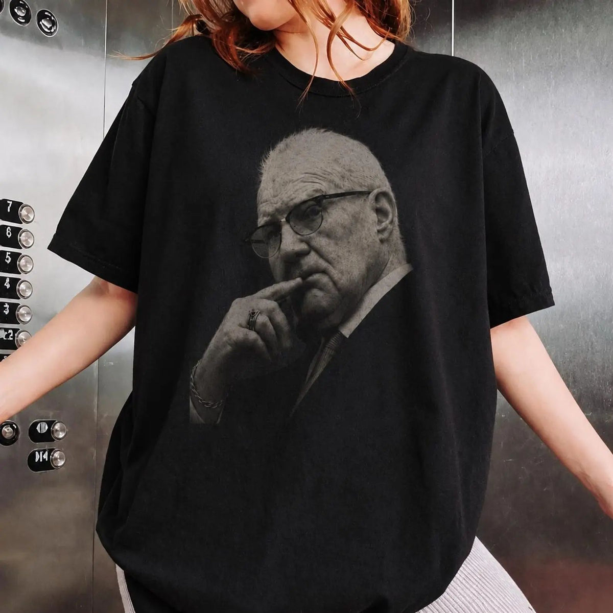 Kevin Reddington Black and White Portrait T-Shirt Vintage Elderly Man Photo Tee