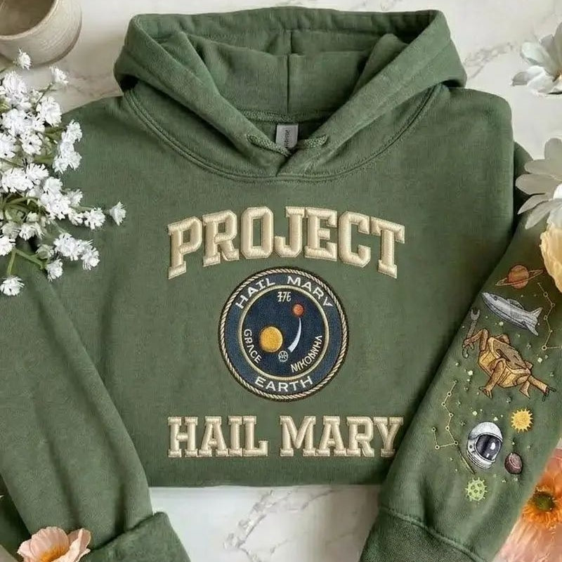 Embroidered Project Hail Mary Crewneck, Sci Fi Reader Gift Embroidered Sweatshirt