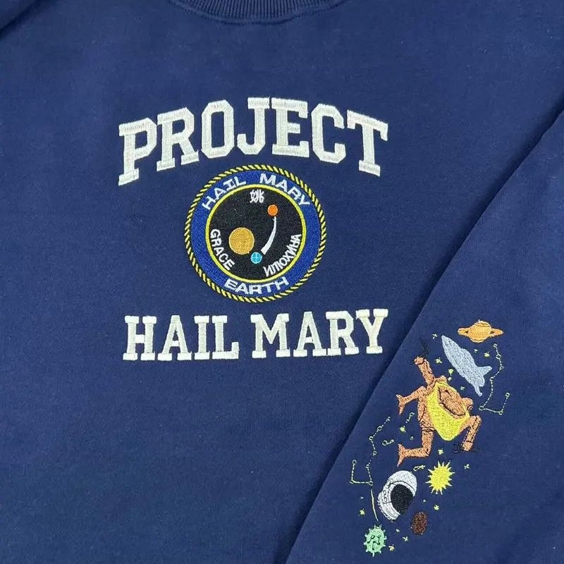 Embroidered Project Hail Mary Crewneck, Sci Fi Reader Gift Embroidered Sweatshirt