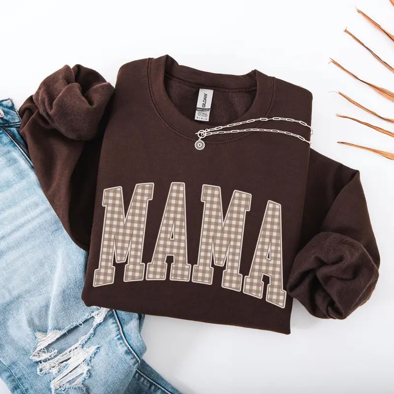 Gingham Mama Sweatshirt Mama Shirt Vintage Mama Sweatshirt