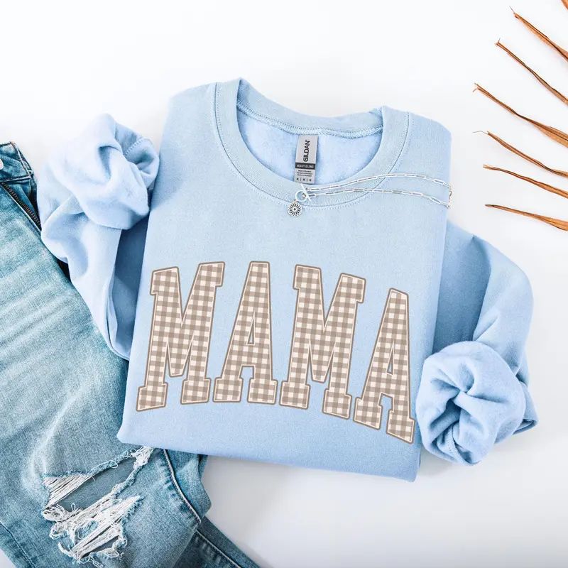 Gingham Mama Sweatshirt Mama Shirt Vintage Mama Sweatshirt