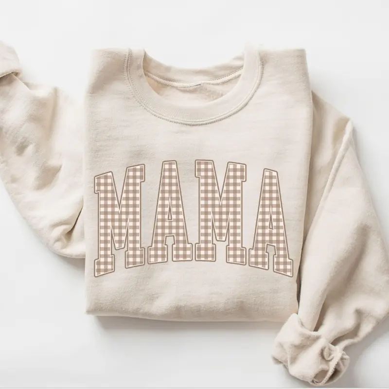 Gingham Mama Sweatshirt Mama Shirt Vintage Mama Sweatshirt