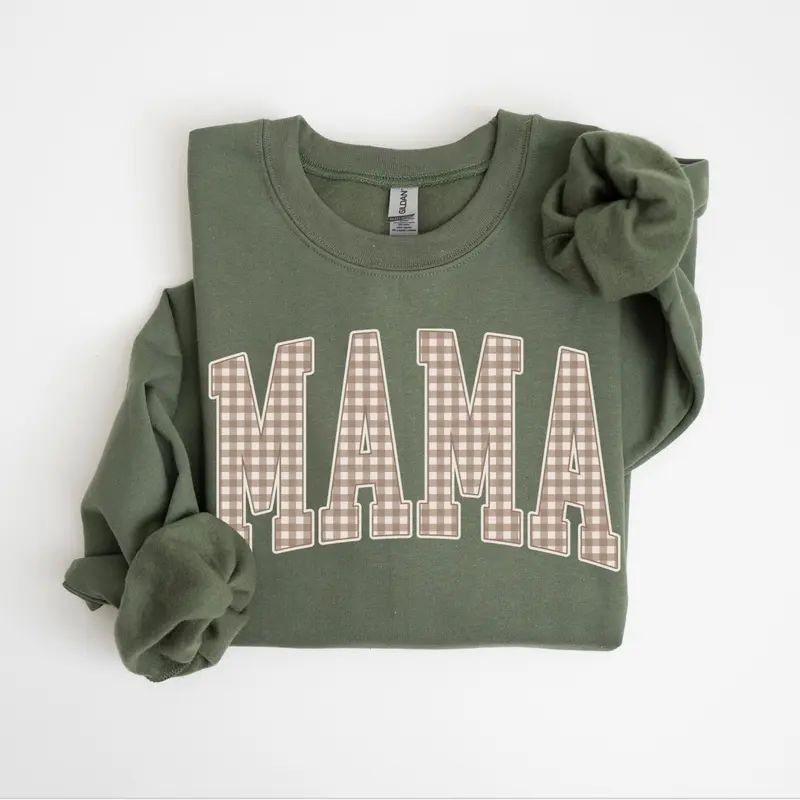 Gingham Mama Sweatshirt Mama Shirt Vintage Mama Sweatshirt
