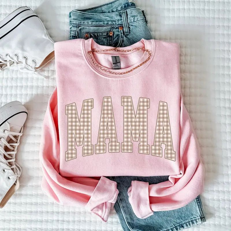 Gingham Mama Sweatshirt Mama Shirt Vintage Mama Sweatshirt
