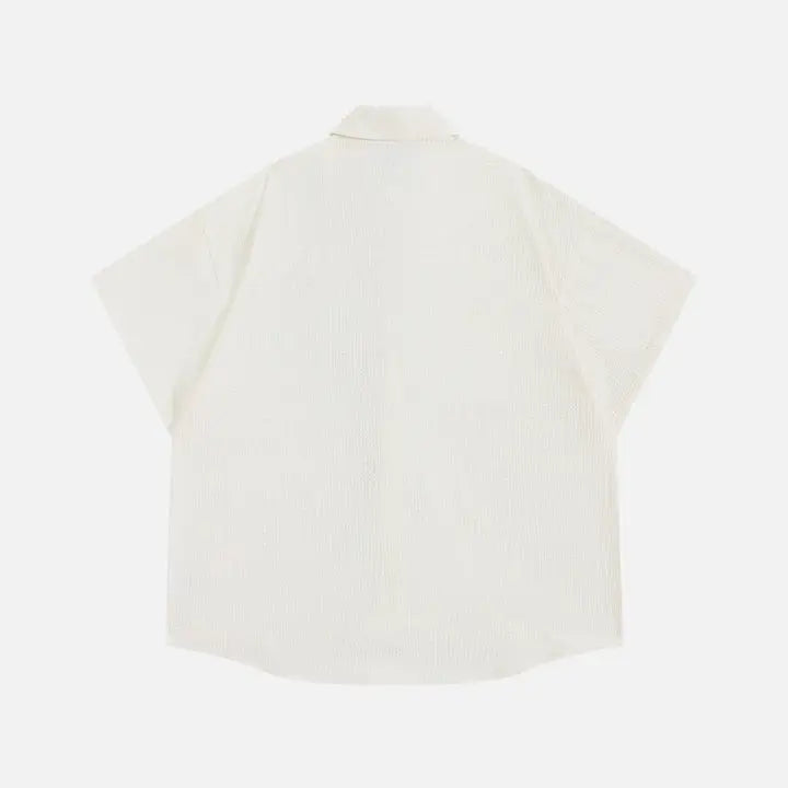 Dachshund Embroidered Waffle Shirt - Relaxed Unisex Short Sleeve Button-Up