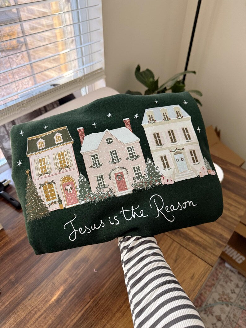 Jesus Is the Reason Christmas Sweatshirt | Christian Faith-Based Holiday Crewneck for Women