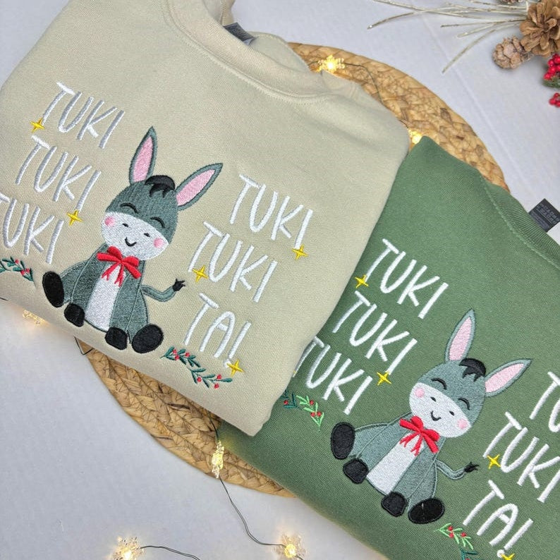 Mi Burrito Sabanero Tuki Tuki Tuki Inspired Christmas Embroidered Sweatshirt