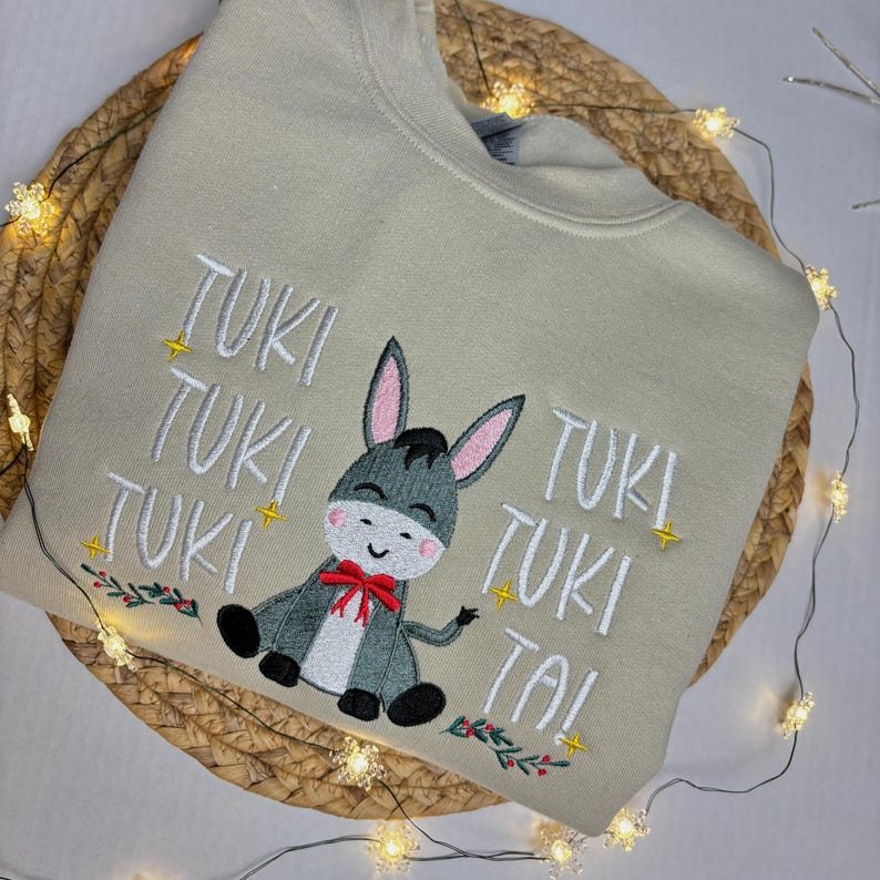 Mi Burrito Sabanero Tuki Tuki Tuki Inspired Christmas Embroidered Sweatshirt