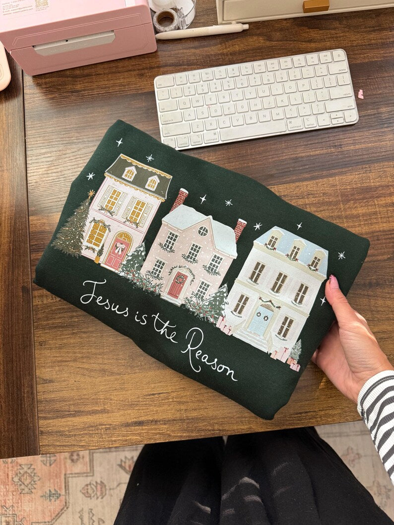 Jesus Is the Reason Christmas Sweatshirt | Christian Faith-Based Holiday Crewneck for Women