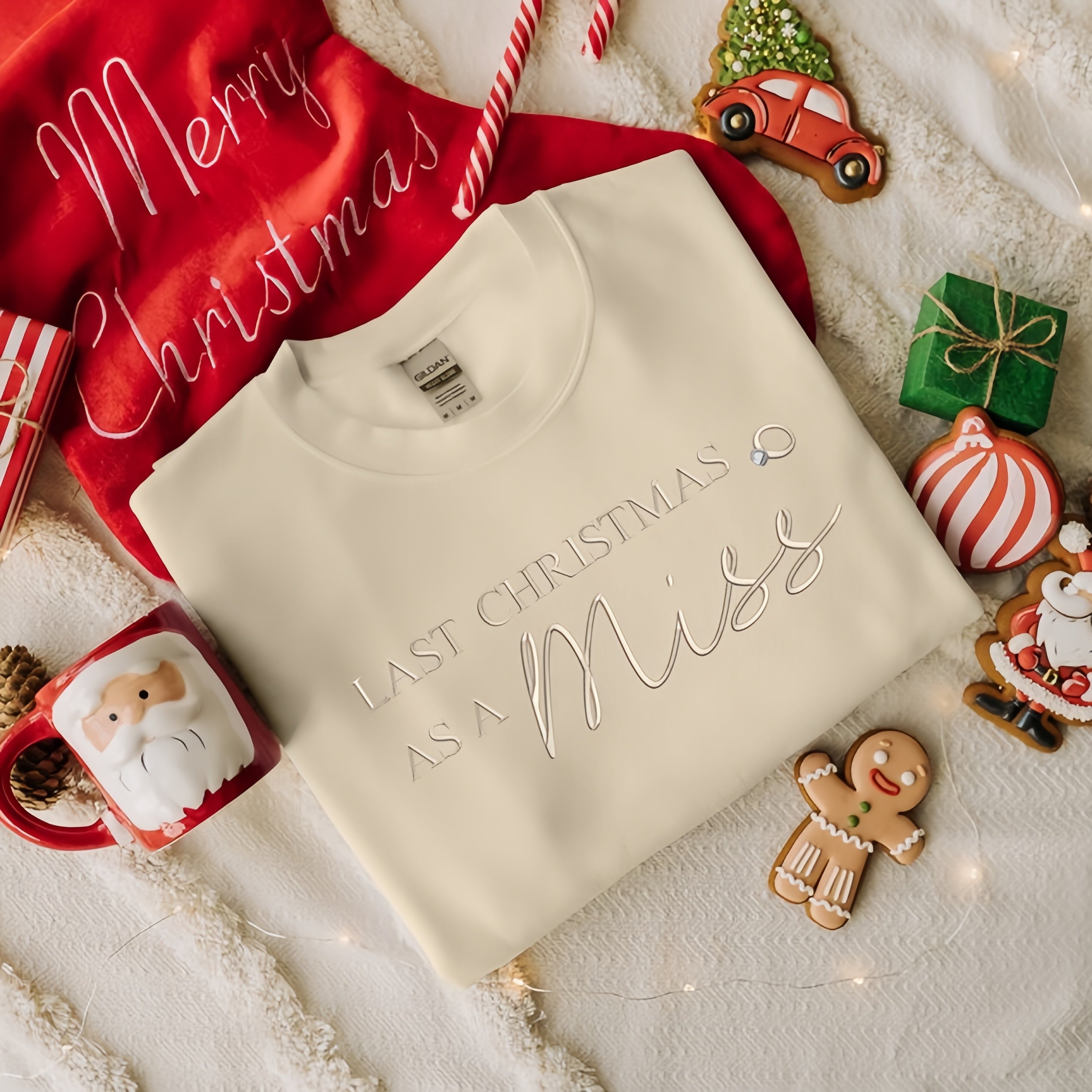 "Last Christmas as a Miss" Embroidered Sweatshirt – Bridal Holiday Crewneck