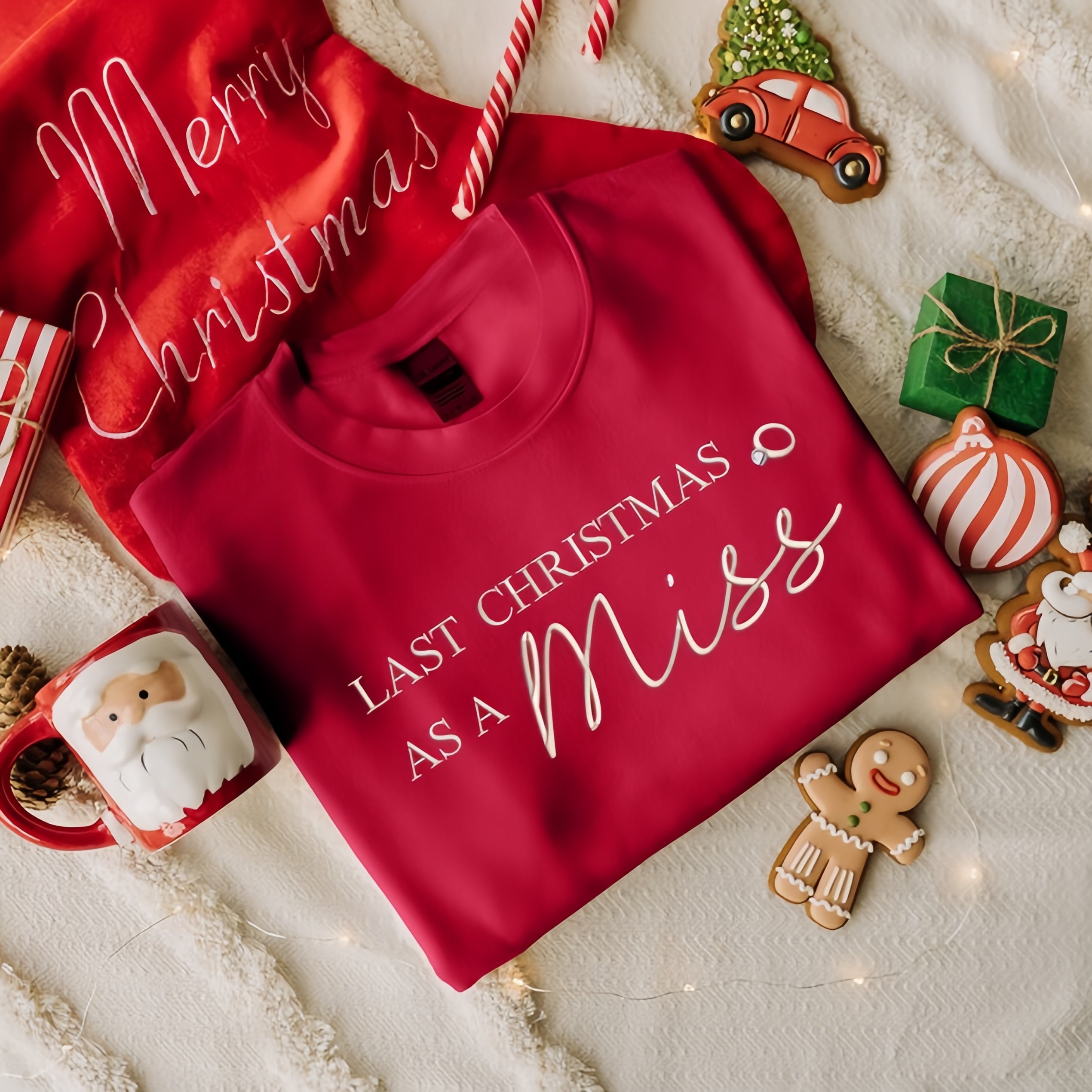 "Last Christmas as a Miss" Embroidered Sweatshirt – Bridal Holiday Crewneck