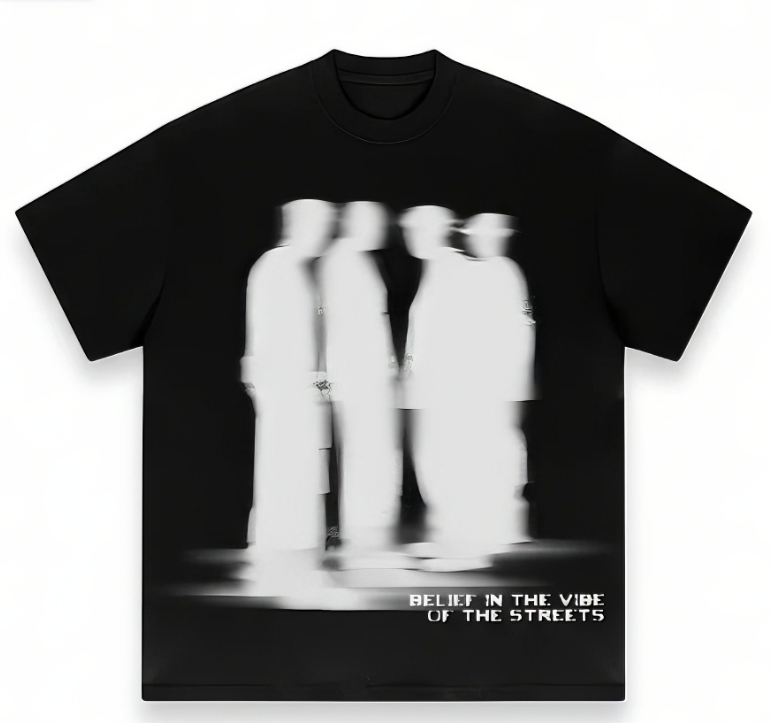Belief In The Vibe Of The Streets Blurred Silhouette Oversized T-Shirt