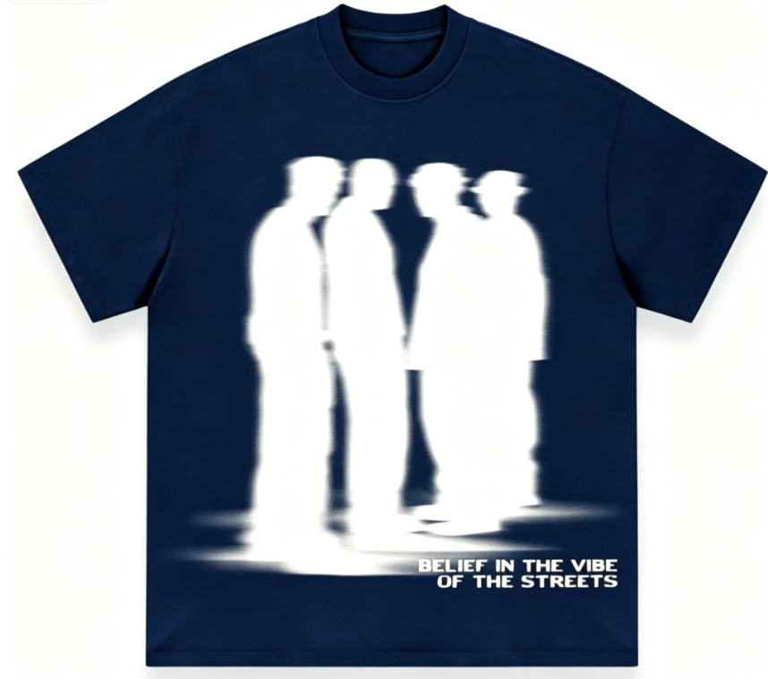 Belief In The Vibe Of The Streets Blurred Silhouette Oversized T-Shirt
