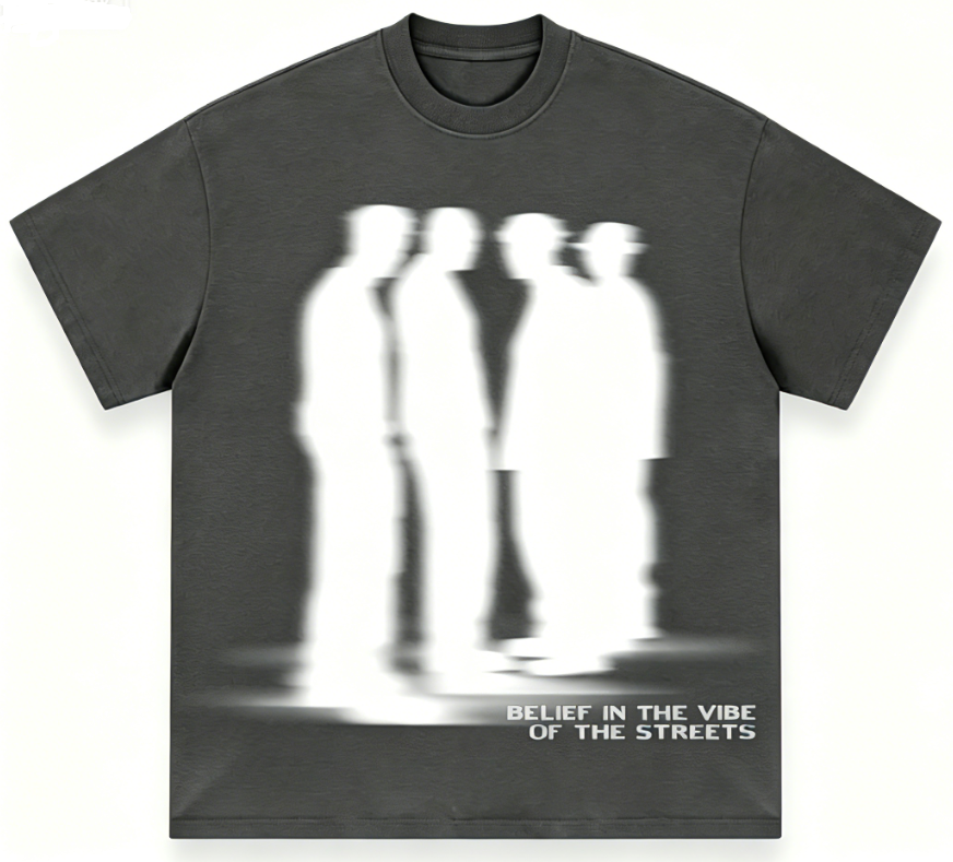 Belief In The Vibe Of The Streets Blurred Silhouette Oversized T-Shirt