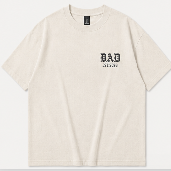 Vintage Embroidered Oversized T-Shirt – DAD EST.2026 Heavyweight Cotton Tee