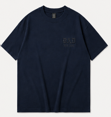 Vintage Embroidered Oversized T-Shirt – DAD EST.2026 Heavyweight Cotton Tee