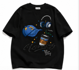 Vintage Morning Coffee & Headphones Graphic T-Shirt – Casual Streetwear Oversized Tee