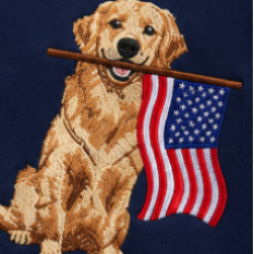 Patriotic Golden Retriever Embroidered Sweatshirt – Cozy Unisex Crewneck Pullover