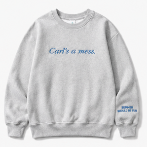 Carl’s a Mess Embroidered Oversized Crewneck Sweatshirt – Casual Funny Graphic Pullover