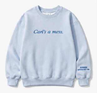 Carl’s a Mess Embroidered Oversized Crewneck Sweatshirt – Casual Funny Graphic Pullover