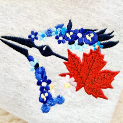 Toronto Blue Jays Floral Crewneck Sweatshirt - Custom Embroidered Baseball Heart & Maple Leaf Fan Apparel