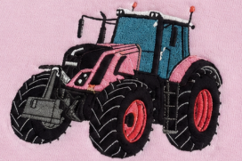 Pink Embroidered Tractor Hoodie – Cozy Farm Life Pullover Sweatshirt for Women & Men