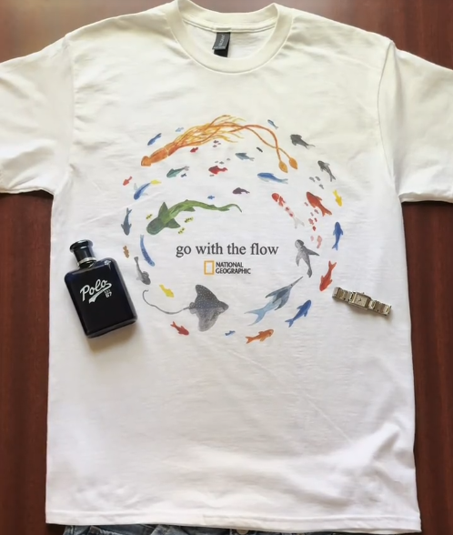 Marine Animals 'Go With The Flow' T-Shirt, Ocean Shirt, Animal Tee