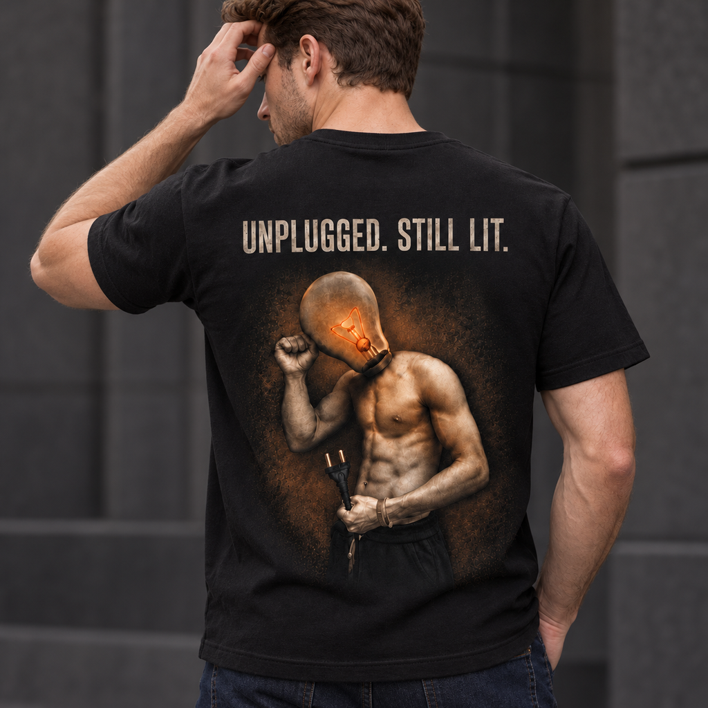 Unplugged, Still Lit – Vintage Lightbulb Graphic T-shirt/Sweatshirt