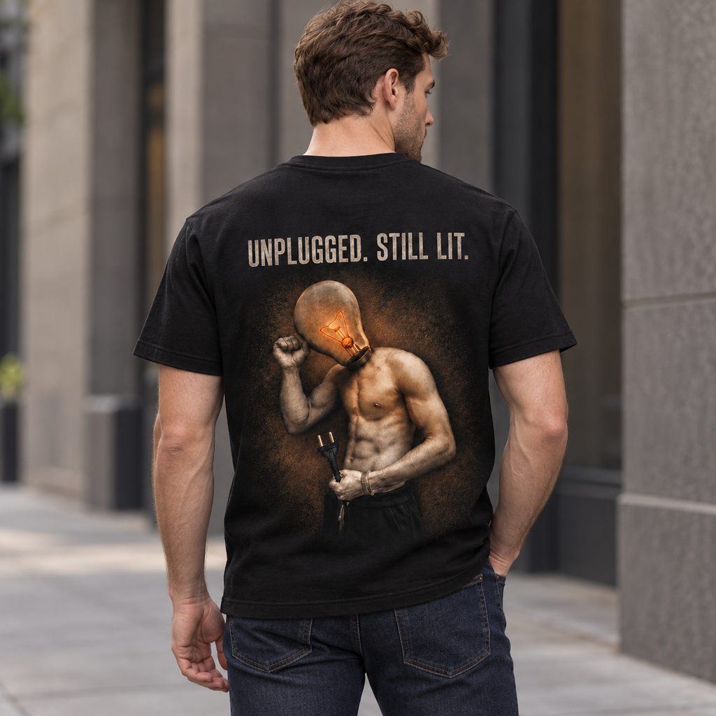 Unplugged, Still Lit – Vintage Lightbulb Graphic T-shirt/Sweatshirt