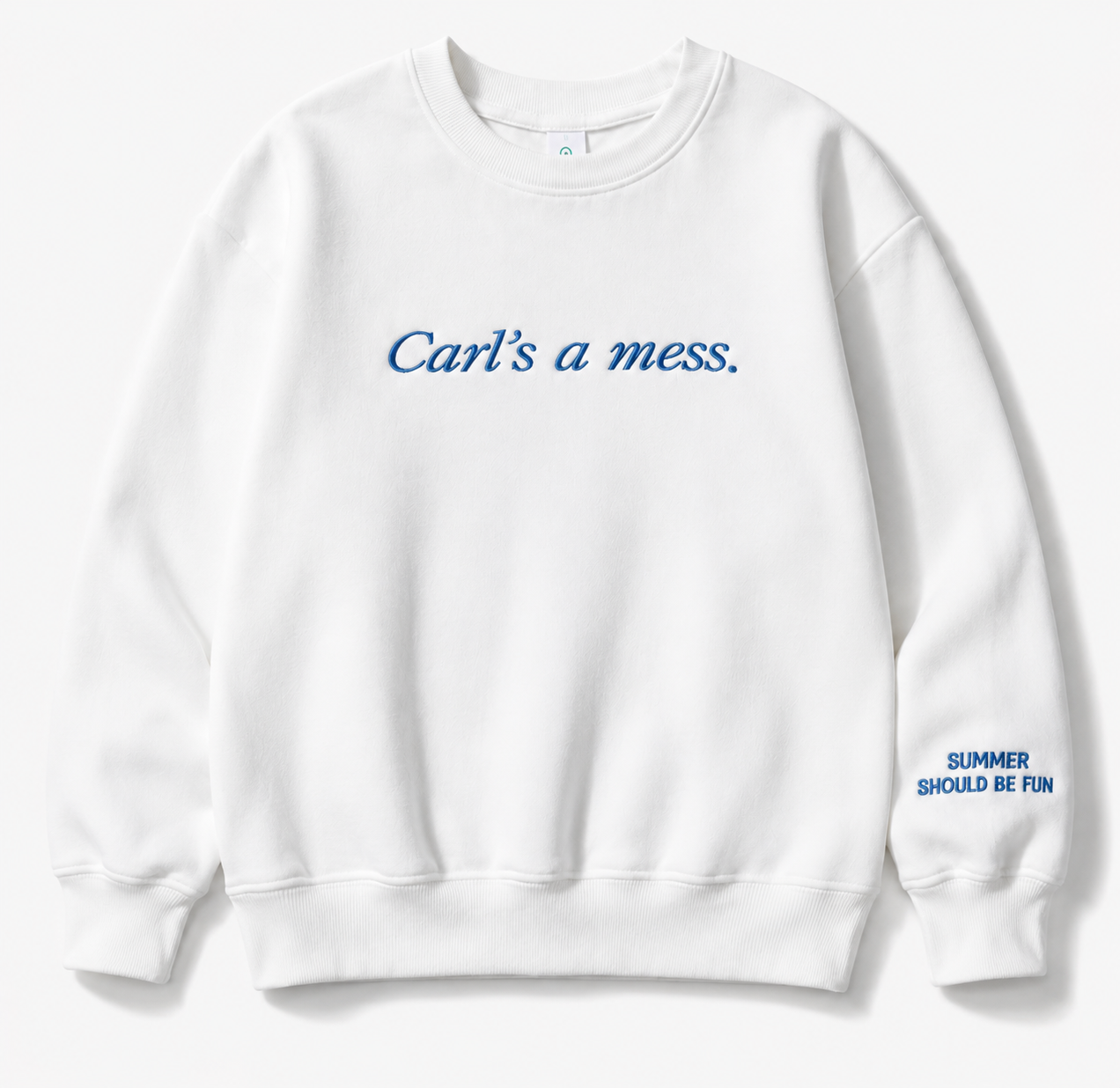 Carl’s a Mess Embroidered Oversized Crewneck Sweatshirt – Casual Funny Graphic Pullover