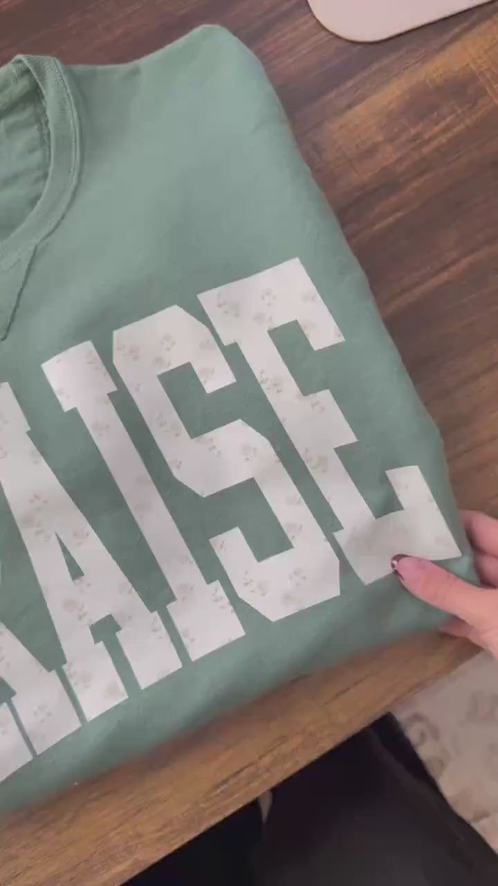 Praise Varsity Sweatshirt | Christian Floral Varsity Crewneck Gifts for Women