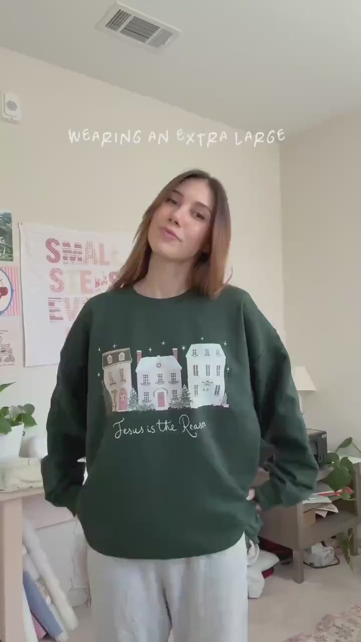 Jesus Is the Reason Christmas Sweatshirt | Christian Faith-Based Holiday Crewneck for Women