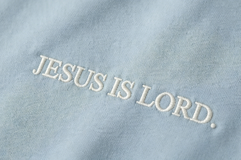 Jesus Is Lord Embroidered Christian Hoodie – Minimalist Faith-Based Pullover Sweatshirt